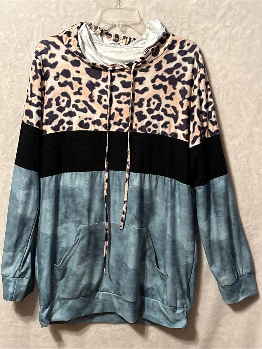 NWT floral blooming Leopard Colorblock Hooded Pullover